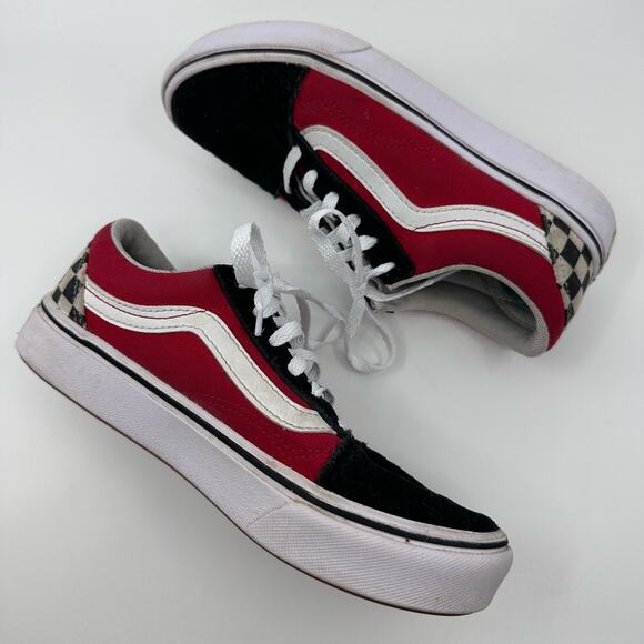Vans Comfycush Old Skool Black Red Checkerboard Skateboard Shoes Kids US 3 EU 34 - Picture 6 of 8